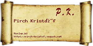 Pirch Kristóf névjegykártya